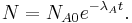  N = N_{A0} e^{-\lambda_A t} .