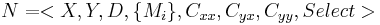 N=<X,Y,D,\{M_i\},C_{xx}, C_{yx}, C_{yy}, Select> 