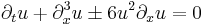 \displaystyle \partial_t u %2B \partial_x^3 u \pm 6u^2\partial_x u  = 0