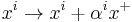 x^i \to x^i %2B \alpha^i x^%2B