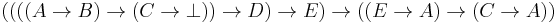 ((((A\to B)\to(C\to\bot))\to D)\to E)\to((E\to A)\to(C\to A))