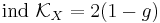 \mathrm{ind}\ \mathcal K_X = 2 (1 - g )