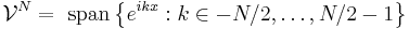 \mathcal{V}^N =\text{ span}\left\{ e^{i k x}�: k\in -N/2,\dots,N/2-1\right\}