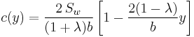 c(y)=\frac{2\,S_w}{(1%2B\lambda)b}\left[1-\frac{2(1-\lambda)}{b}y\right]