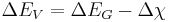 \Delta E_{V} = \Delta E_{G} - \Delta \chi\,