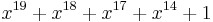 x^{ 19 }%2Bx^{ 18 }%2Bx^{ 17 }%2Bx^{ 14 }%2B1