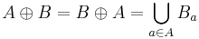 A  \oplus B = B\oplus A = \bigcup_{a\in A} B_a