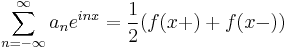  \sum_{n = -\infty}^\infty a_n e^{inx} = \frac{1}{2}(f(x%2B) %2B f(x-)) 