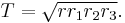 T = \sqrt{rr_1r_2r_3}.