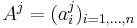 A^j = (a_i^j)_{i = 1, \dots , n}