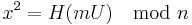 x^2 = H(mU) \mod n