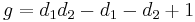 g = d_1 d_2 - d_1 - d_2 %2B 1