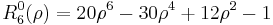  R^0_6(\rho) = 20\rho^6 - 30\rho^4 %2B 12\rho^2 - 1 \,