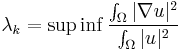 \lambda_k = \sup\inf \frac{\int_\Omega |\nabla u|^2}{\int_\Omega |u|^2}