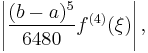  \left|\frac{(b-a)^5}{6480} f^{(4)}(\xi)\right|, 