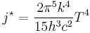 j^\star = \frac{2\pi^5 k^4}{15 h^3 c^2} T^4 