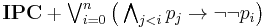 \textstyle\mathbf{IPC}%2B\bigvee_{i=0}^n\bigl(\bigwedge_{j<i}p_j\to\neg\neg p_i\bigr)