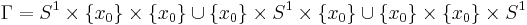  \Gamma = 
S^1 \times \{x_0\} \times \{x_0\} \cup
\{x_0\} \times S^1 \times \{x_0\} \cup
\{x_0\} \times \{x_0\} \times S^1
