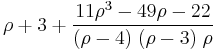 \rho%2B3%2B\frac{11\rho^3-49\rho-22} {(\rho-4)\;(\rho-3)\;\rho}\,