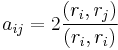 a_{ij}=2 {(r_i,r_j)\over (r_i,r_i)}