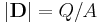 |\mathbf{D}| = Q/A