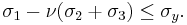 \ \sigma_1 - \nu(\sigma_2 %2B \sigma_3) \le \sigma_y. \,\!