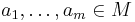 a_1,\ldots,a_m\in M