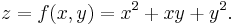 z = f(x, y) = \,\! x^2 %2B xy %2B y^2.\,