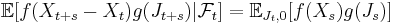 \mathbb E[f(X_{t%2Bs}-X_t)g(J_{t%2Bs})|\mathcal F_t] = \mathbb E_{J_t,0}[f(X_s)g(J_s)]