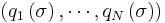 \left(q_1\left(\sigma\right),\cdots,q_N\left(\sigma\right)\right)