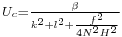 \scriptstyle U_c = \frac{\beta}{k^2%2Bl^2%2B\frac{f^2}{4N^2H^2}} 