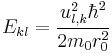 E_{kl}={u_{l,k}^2\hbar^2\over2m_0r_0^2}