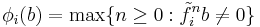 \phi_i(b) = \max\{ n \ge 0�: \tilde{f}_i^n b \ne 0 \}