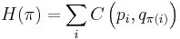 H(\pi) = \sum_i C\left (p_i,q_{\pi (i)} \right )