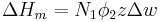 \Delta H_m = N_1\phi_2z\Delta w\,