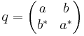 q = \begin{pmatrix} a & b \\ b^* & a^* \end{pmatrix}