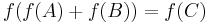 f(f(A) %2B f(B)) = f(C)\, 