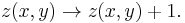 z(x,y) \rightarrow z(x,y) %2B 1.