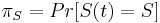 \pi_S = Pr[S(t) = S]