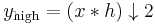 y_{\mathrm{high}} = (x*h)\downarrow 2 