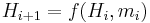 \!H_{i%2B1}=f(H_{i}, m_{i})