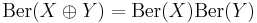 \operatorname{Ber}(X\oplus Y) = \operatorname{Ber}(X)\mathrm{Ber}(Y)