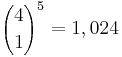 {4 \choose 1}^5 = 1,024\,