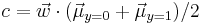  c = \vec w \cdot (\vec \mu_{y=0} %2B \vec \mu_{y=1})/2 