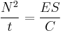 
\frac {N^2} {t} = \frac {E S} {C}
