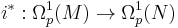 i^*:\Omega_p^1(M)\rightarrow \Omega_p^1(N)