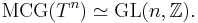  {\rm MCG}(T^n) \simeq {\rm GL}(n, {\mathbb Z}). 