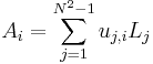  A_i = \sum_{j = 1}^{N^2-1} u_{j,i} L_j 