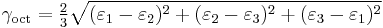 
  \gamma_{\mathrm{oct}} = \tfrac{2}{3}\sqrt{(\varepsilon_1-\varepsilon_2)^2 %2B (\varepsilon_2-\varepsilon_3)^2 %2B (\varepsilon_3-\varepsilon_1)^2}
 