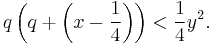  q \left(q %2B \left(x - \frac{1}{4}\right)\right) < \frac{1}{4}y^2. 